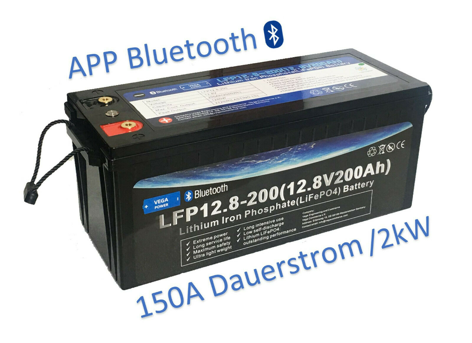 12V-200Ah-LiFePO4-Lithium Eisen Phosphat-Akku-Wohnmobil-Wagen