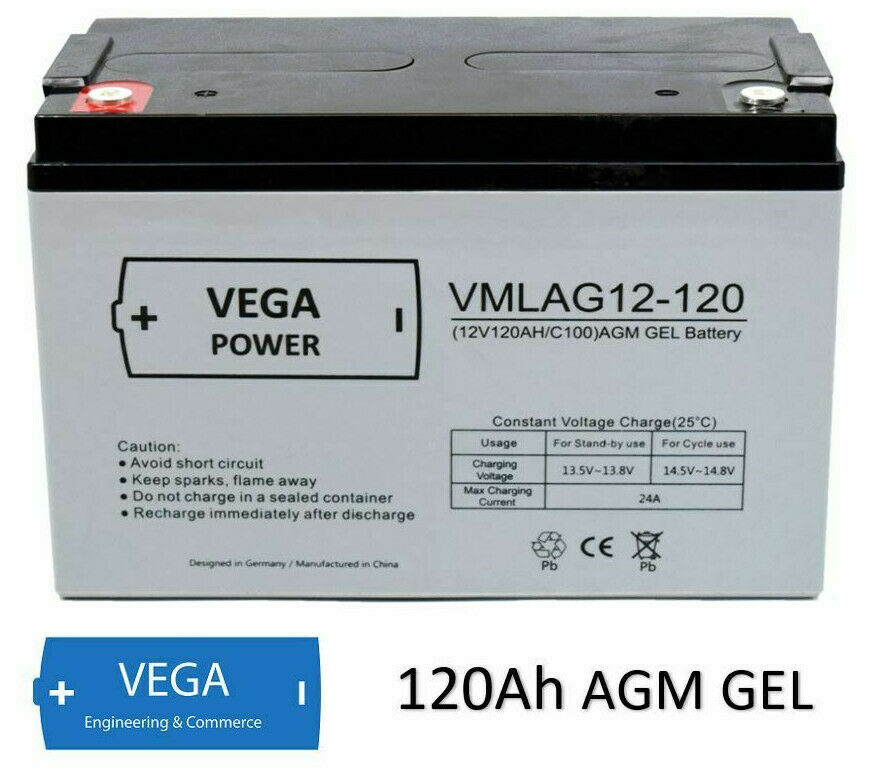 12V 120Ah AGM Batterie Akku Vega Power