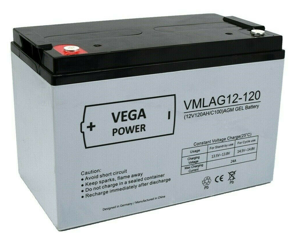 2 Stück 12V 120Ah AGM Batterie Akku Vega Power