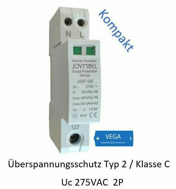 Überspannungsableiter Blitzschutz Überspannungsschutz 2p 20-40kA C II 275VAC CT-C