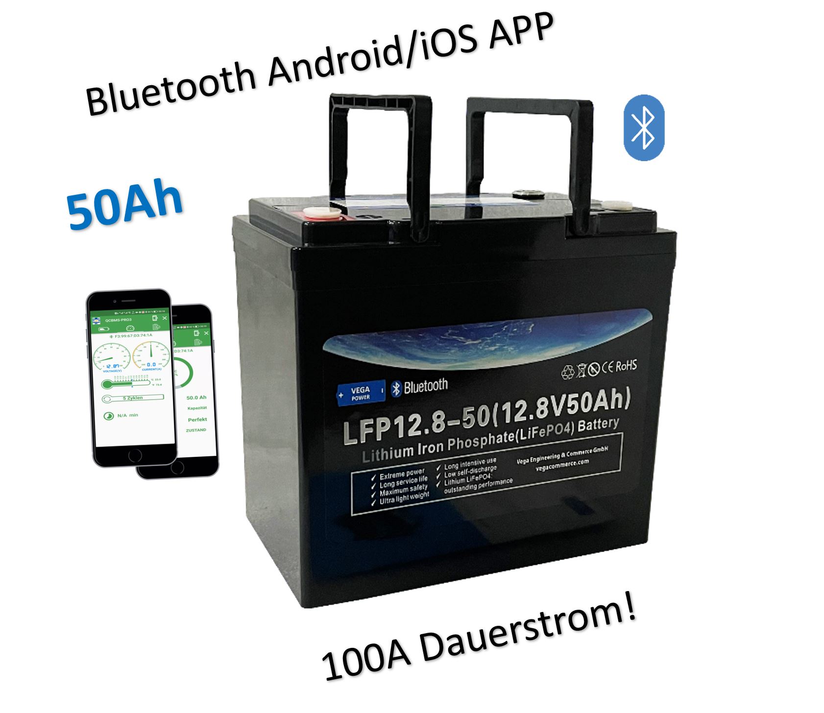 12V-50Ah-LiFePO4-Lithium Eisen Phosphat-Akku-Wohnmobil-Wagen