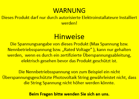 Überspannungsschutz Blitzschutz PV  / 1000V DC / Typ 1 & 2 /  Klasse B & C Kombi mit Gasableiter