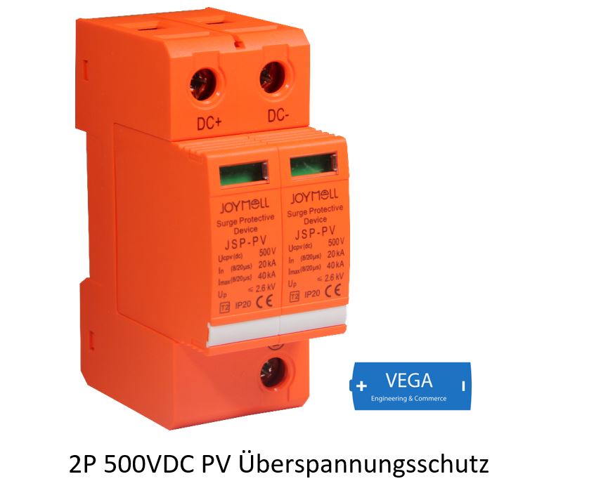 Blitz - Überspannungsschutz DC Photovoltaik PV 500V, Imax 40kA, 2 Pole, T2