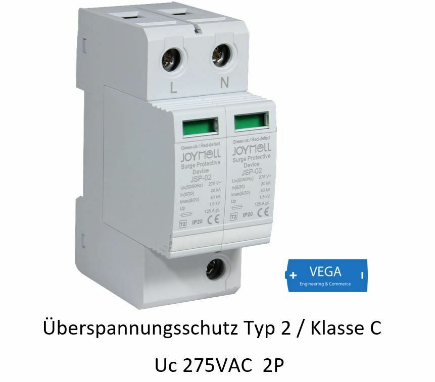 Überspannungsableiter Blitzschutz Überspannungsschutz 2p 20-40kA C II 275VAC CT-C