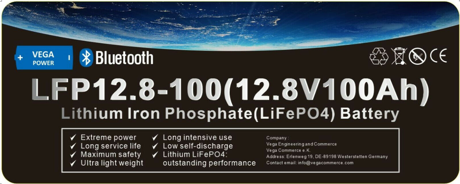 12V-100Ah-LiFePO4-Lithium Eisen Phosphat-Akku-Wohnmobil-Wagen