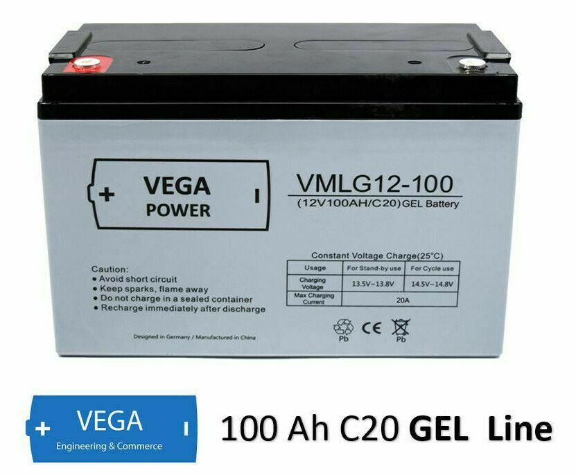 12V 100Ah C20 GEL Batterie Akku Vega Power
